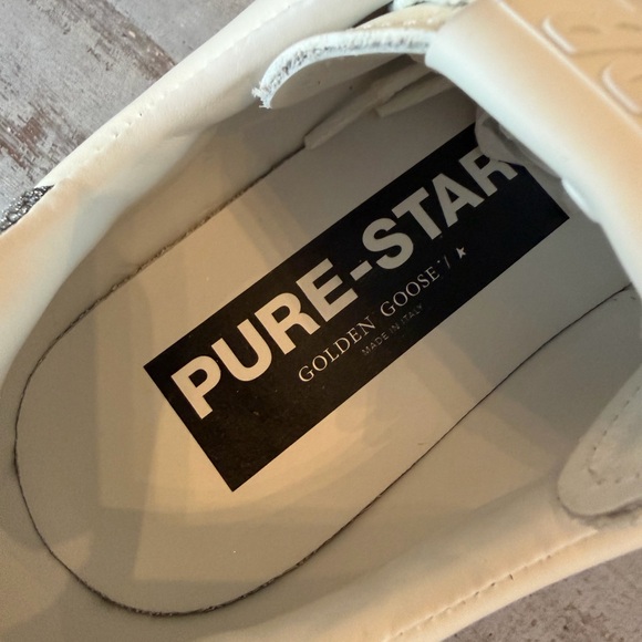 Golden Goose Pure-Star White Sneakers with Gray Glitter Heel Size 37 - Picture 6 of 13